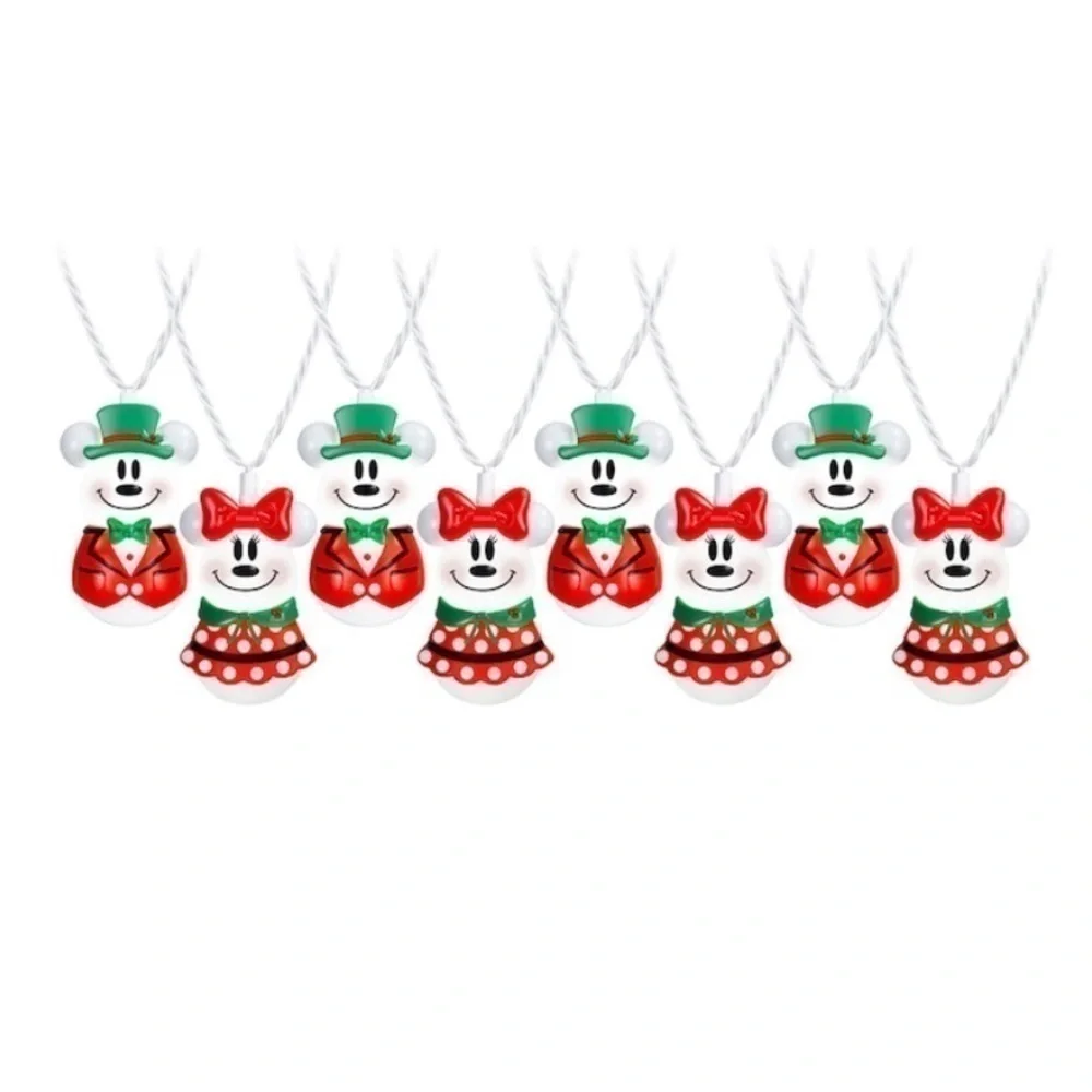 Disney Mickey Minnie Mouse Snowman String Lights NEW 8 Count 7 ft Christmas